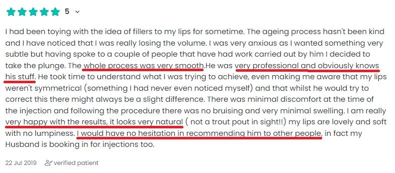 Fillers Injections Review From Doctify 22072019 - HR Plastic Surgery