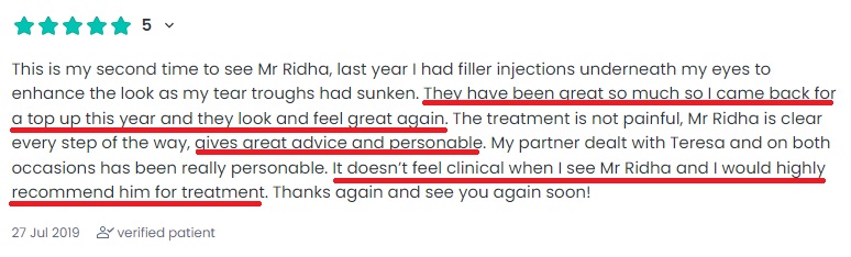 Fillers Injections Review From Doctify 27072019 - HR Plastic Surgery