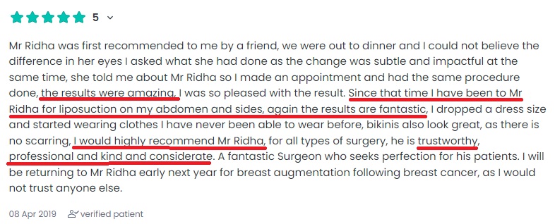Liposuction and Body Contouring Review From Doctify 08042019 - HR Plastic Surgery